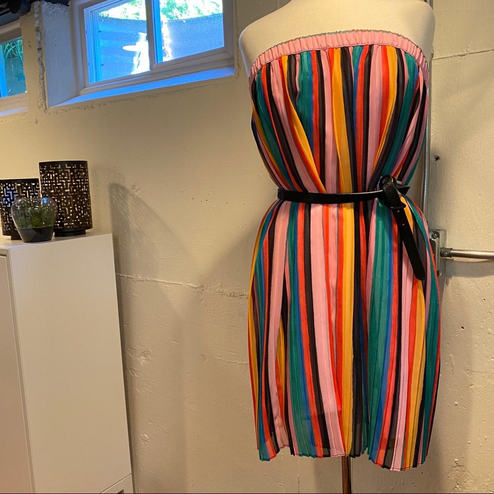 Rainbow Pleated Midi Skirt